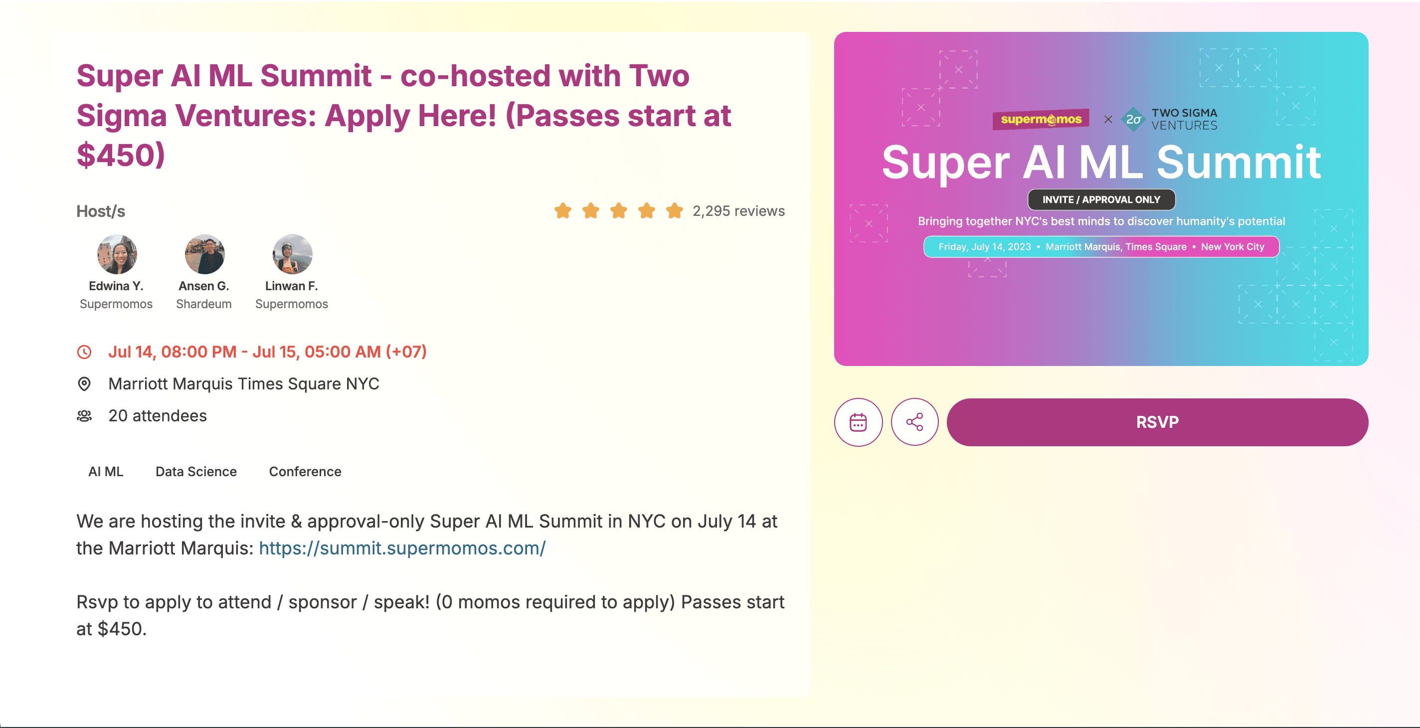 Super AI ML Summit - co-hosted with Two Sigma Ventures